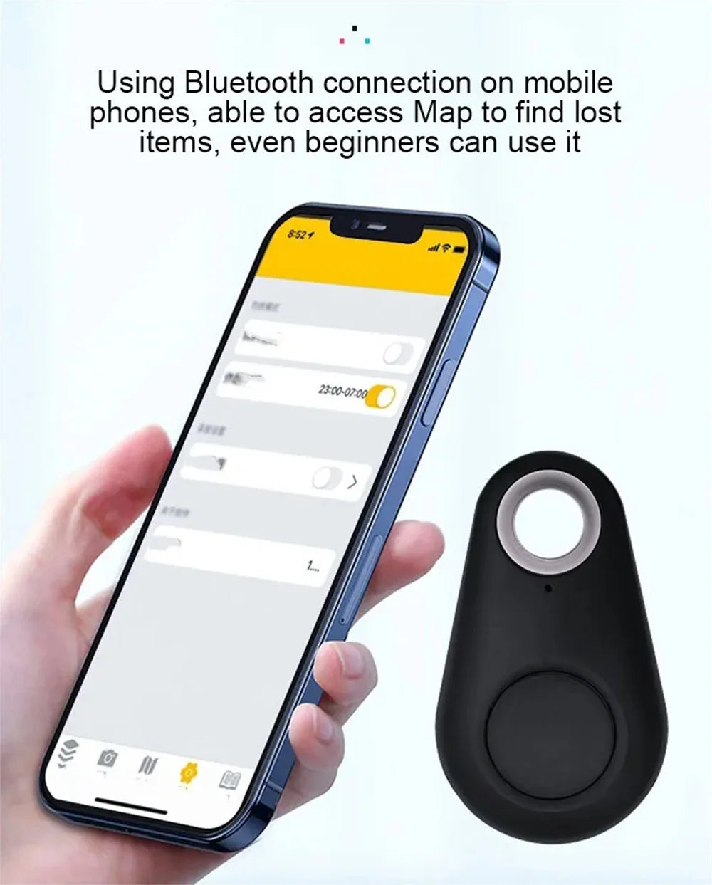 GPS Tracker Mini Smart Anti-Lost Bluetooth Finder for Pets Kids Bags Keys Wallet | Wireless Locator and Selfie Remote