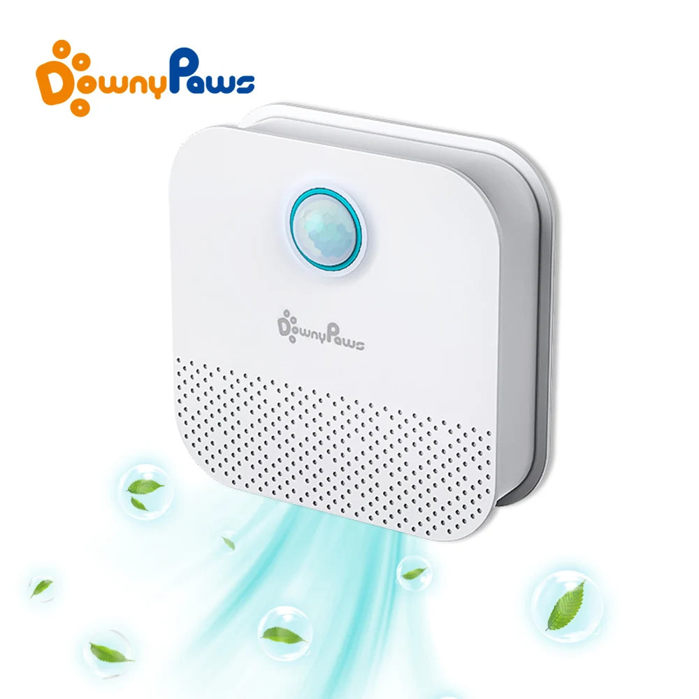 DownyPaws Smart Cat Odor Purifier 4000mAh – Rechargeable Litter Box Deodorizer and Pet Air Purifier