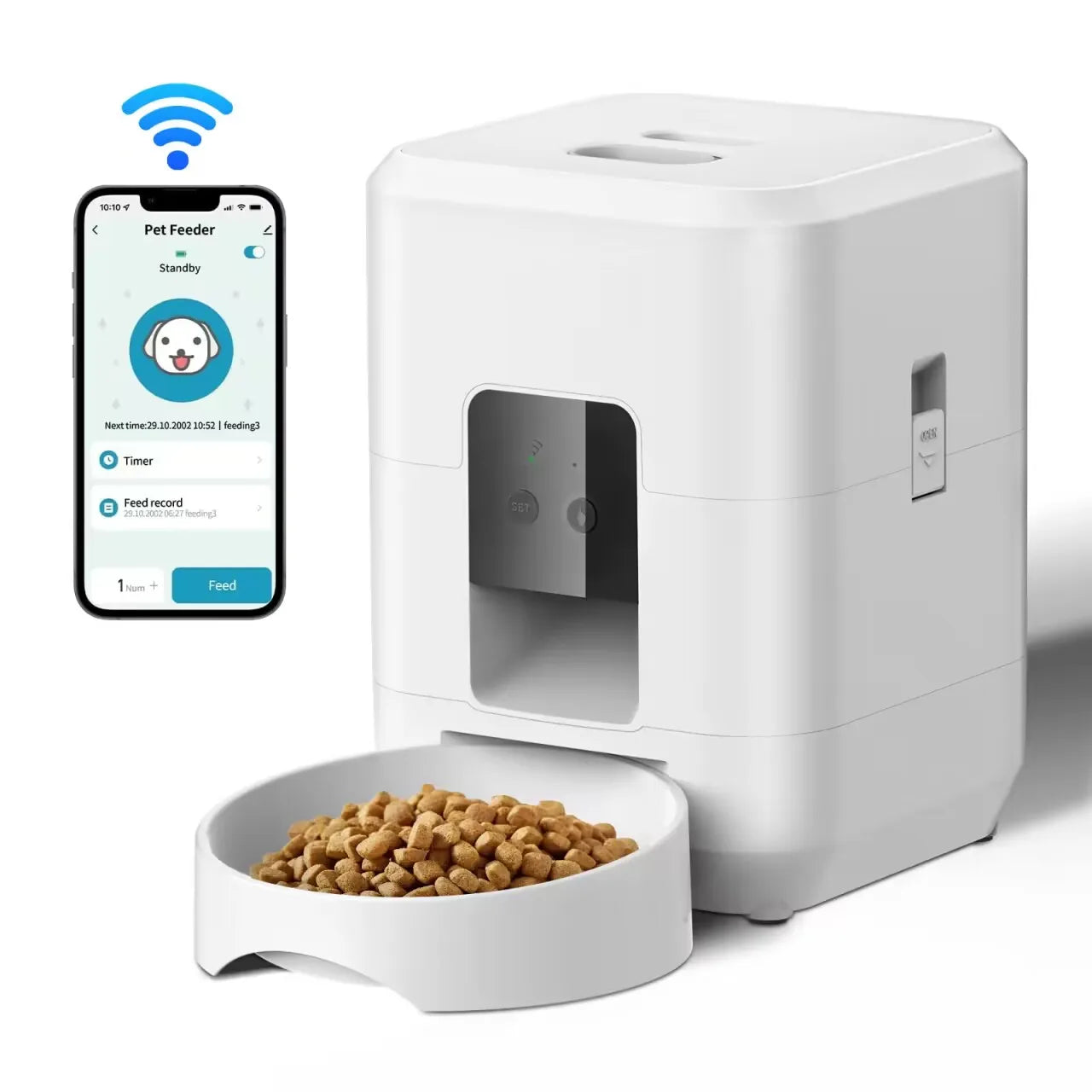 Smart Automatic Cat & Dog Feeder – Timed Portion Control Pet Food Dispenser with LCD Display, Programmable Scheduling & Slow Feeding Bowl