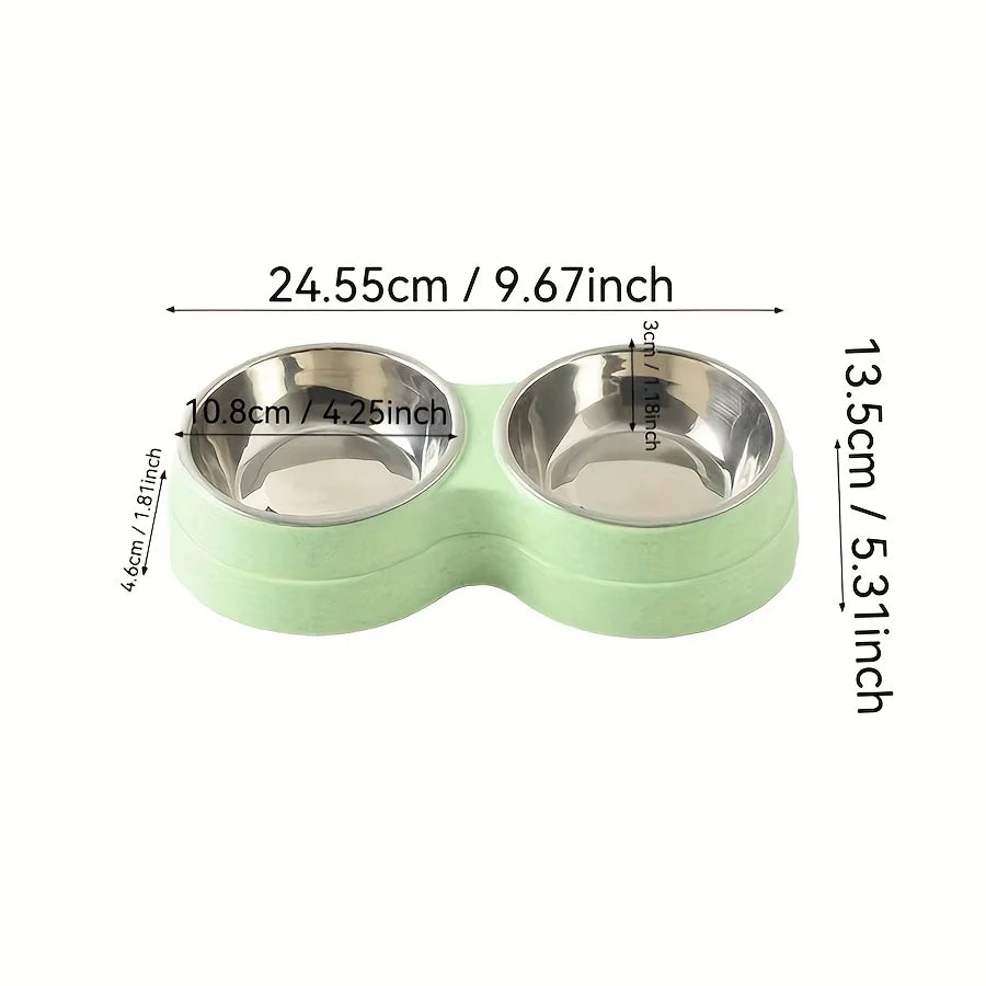 Double Stainless Steel Pet Bowls with Non-Slip Base (Food & Water)