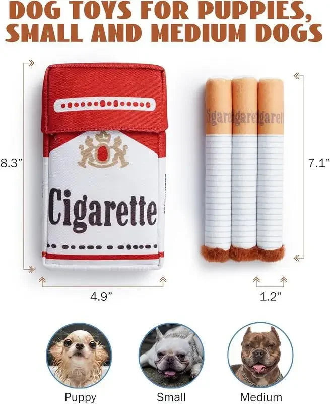 Funny Cigarette Plush Dog Toy – Interactive Squeaky Chew & Teething Toy