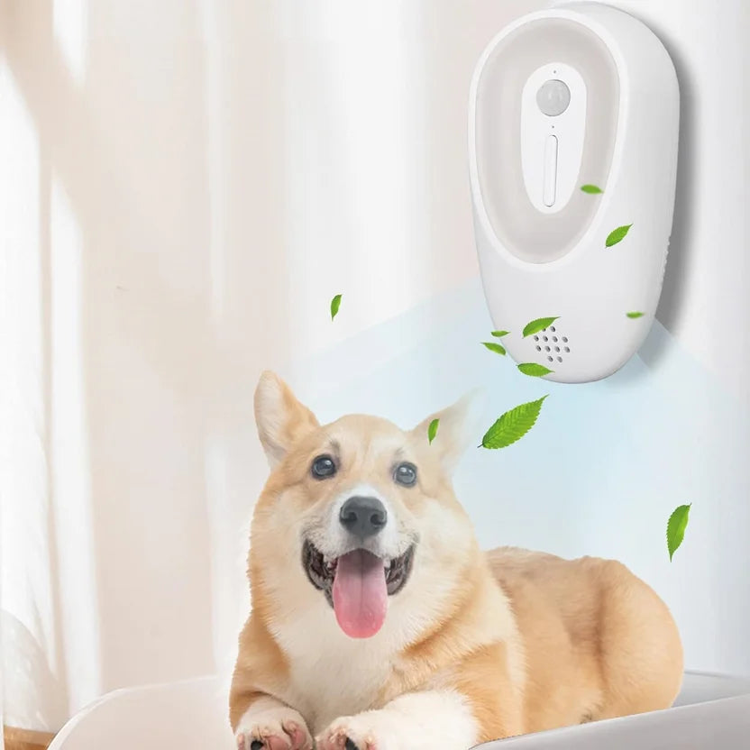 Smart Pet Odor Purifier for Cats & Dogs – Rechargeable Litter Box Deodorizer, Air Cleaner & Motion Sensor Freshener