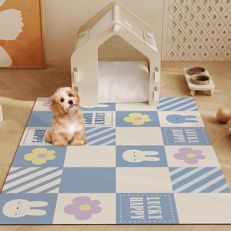Cute Cartoon Waterproof Pet Floor Mat – PVC Anti-Scratch Dog & Cat Rug