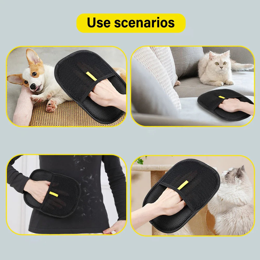 Reusable Pet Hair Removal Gloves – Double-Sided Static Grooming & Fur Cleaner for Dogs & Cats