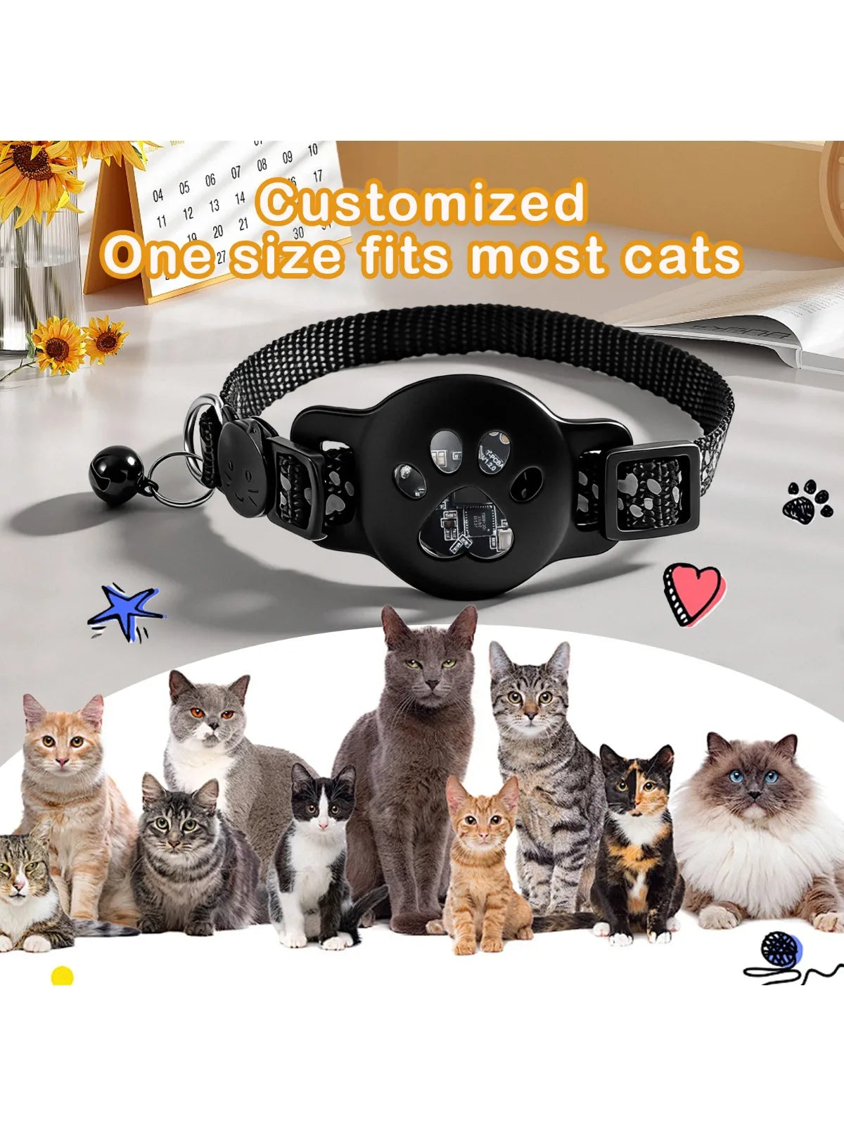 MOSON Smart Pet GPS Tracker Collar for Cats and Small Pets | iOS Compatible