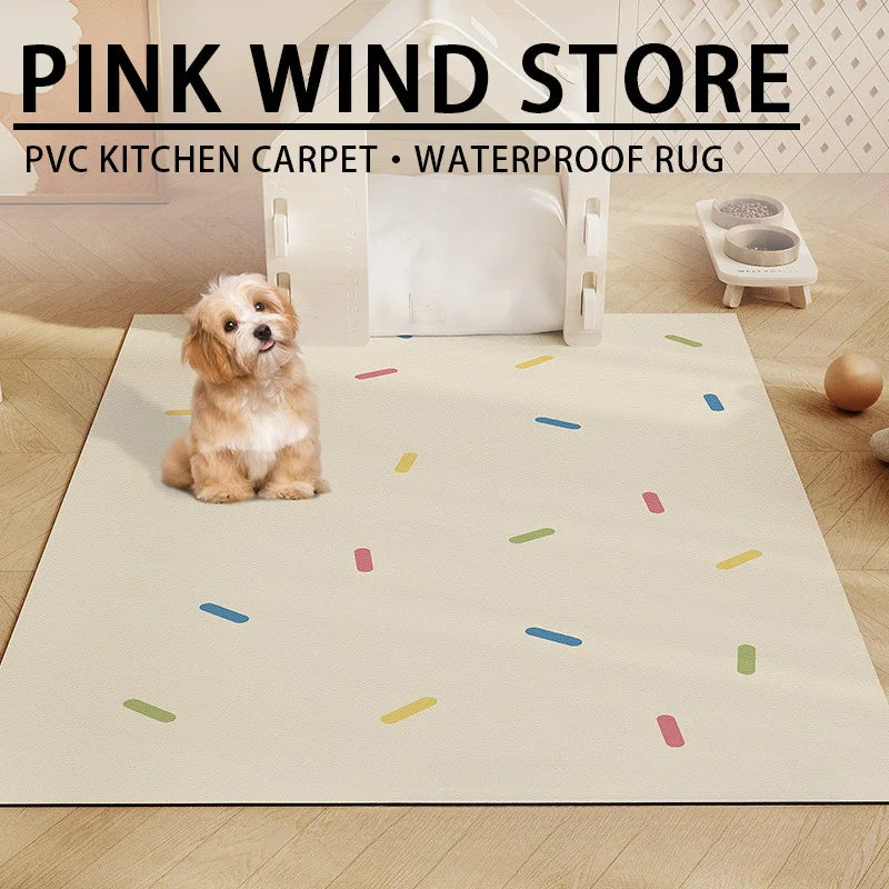 Cute Cartoon Waterproof Pet Floor Mat – PVC Anti-Scratch Dog & Cat Rug