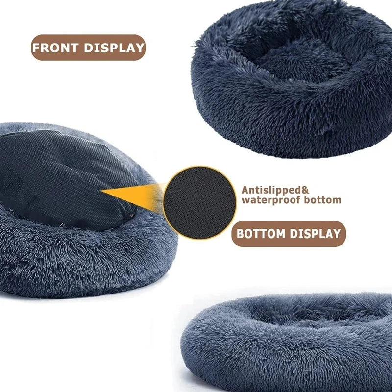 Super Soft Plush Cat Bed – Washable Donut Pet Bed for Cats and Small Dogs