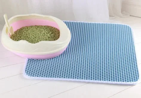 Non-Slip Waterproof Double Layer Cat Litter Mat – Washable Pet Litter Catcher Pad for Clean Home
