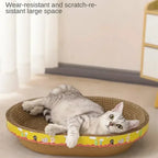 Oval Cat Scratching Board Bed – Corrugated Cardboard Cat Scratcher for Claw Grinding, Sleeping & Furniture Protection