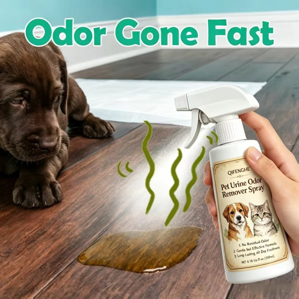Pet Urine Odor Remover Spray 200ml – Pet-Safe Odor Eliminator & Deodorizer for Dogs, Cats, Carpets & Furniture