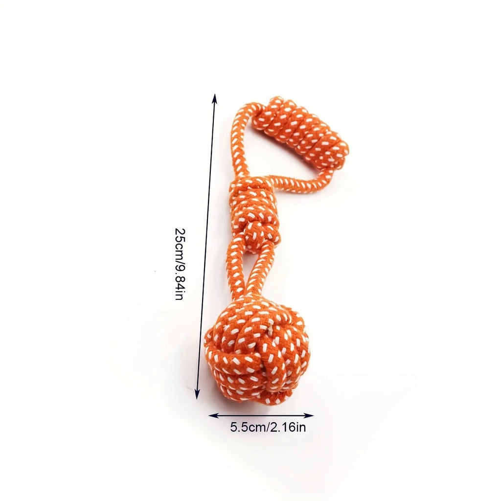 Durable Dog Rope Toy with Ball – All Breed Chew and Tug Interactive Teeth Cleaning Pet Toy