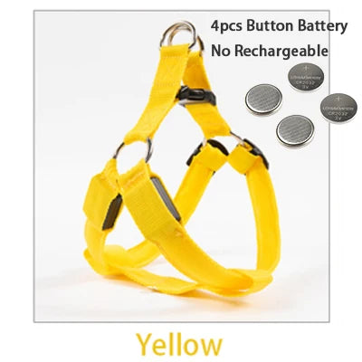 LED Dog Harness USB Rechargeable – Adjustable Flashing No Pull Safety Harness with Reflective Lights for Small, Medium & Large Dogs