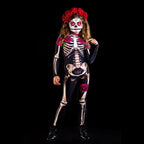 Rose Skeleton Costume Jumpsuit for Women & Girls – Halloween Cosplay Outfit