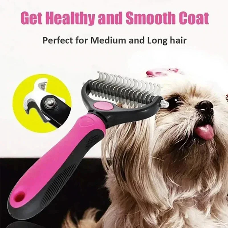 All-in-One Pet Deshedding Brush | Dog & Cat Grooming Tool for Hair Removal & Dematting