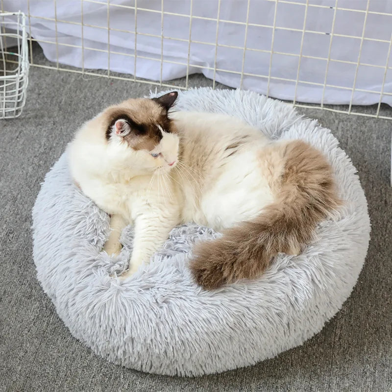 Super Soft Plush Cat Bed – Washable Donut Pet Bed for Cats and Small Dogs