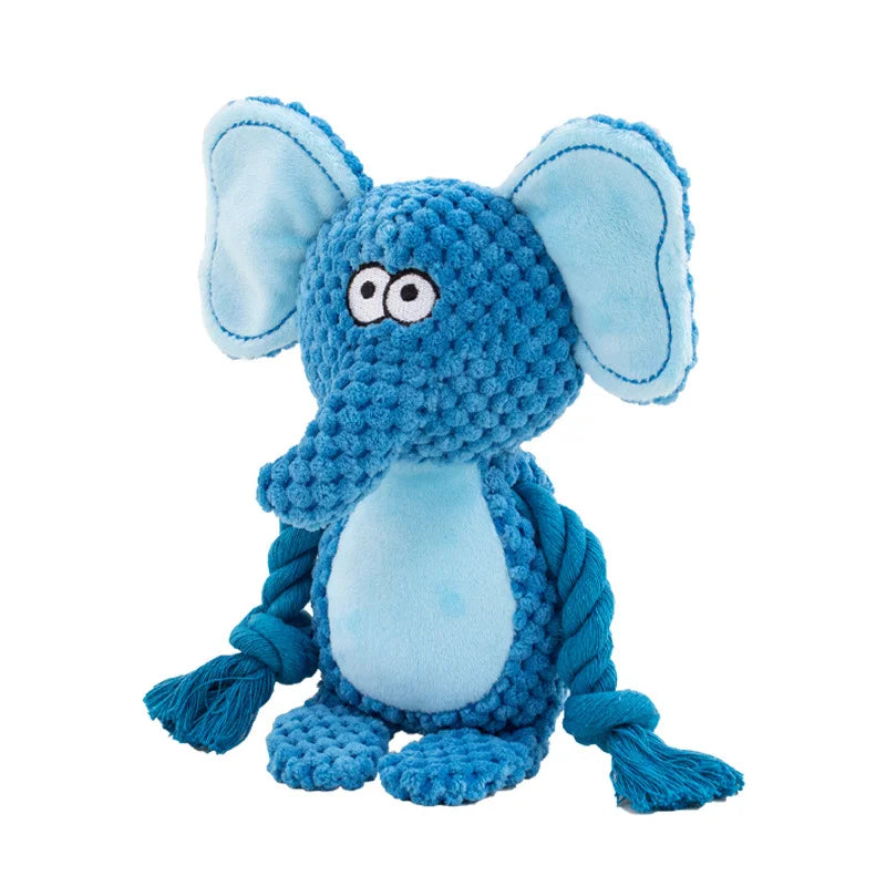 Cute Animal Rope Dog Toy – Plush Squeaky Knot Chew Toy for Puppies and Dogs (Rabbit Monkey Cartoon)