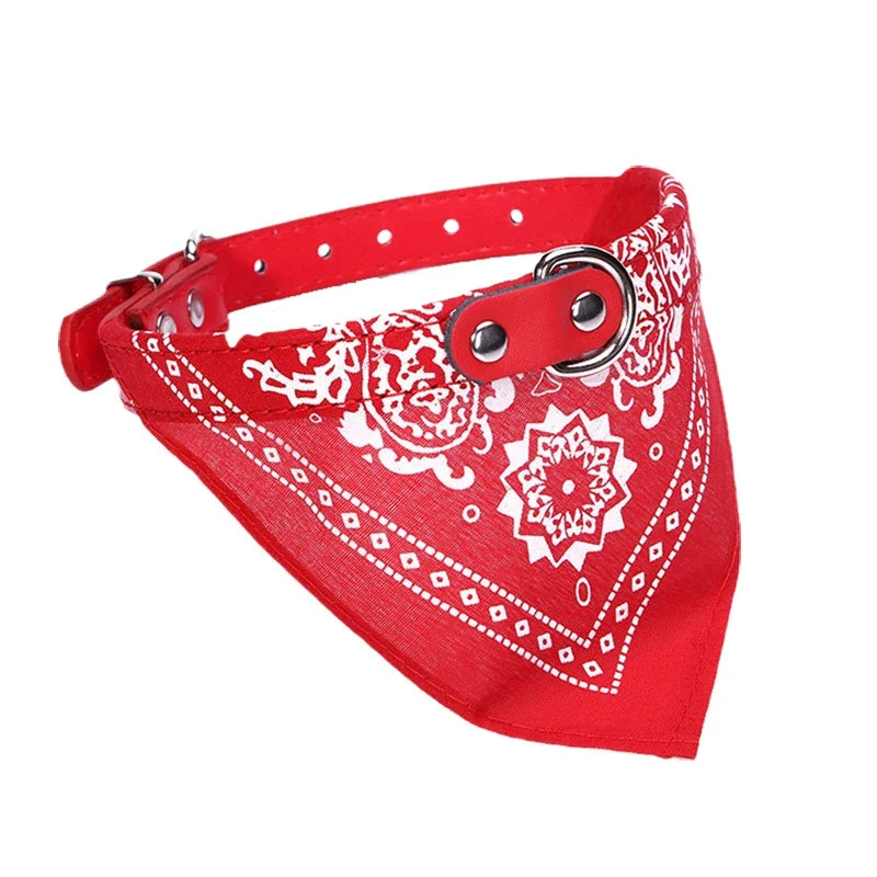 PU Leather Cat and Dog Collar with Scarf – Adjustable Puppy Collar for Chihuahua, Corgi, Cats and Small Medium Dogs