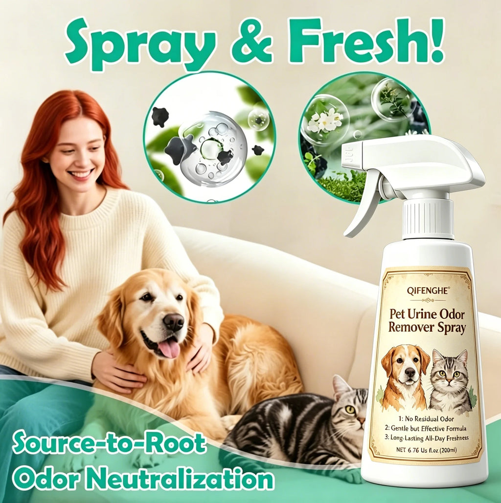 Pet Urine Odor Remover Spray 200ml – Pet-Safe Odor Eliminator & Deodorizer for Dogs, Cats, Carpets & Furniture