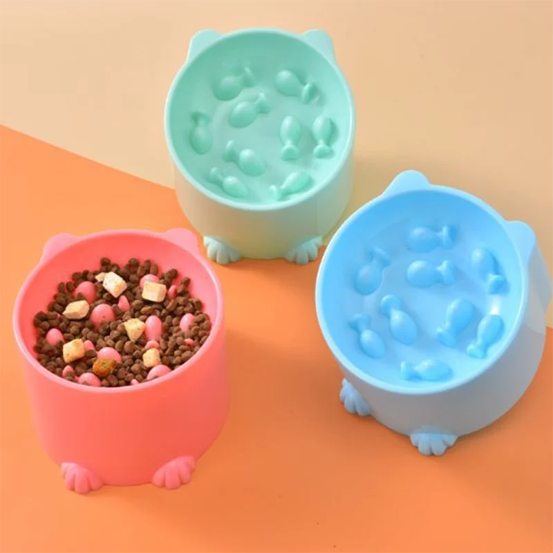 Cat Slow Feeder Bowl – Anti-Choking Neck Protection Feeding Dish for Cats & Small Dogs