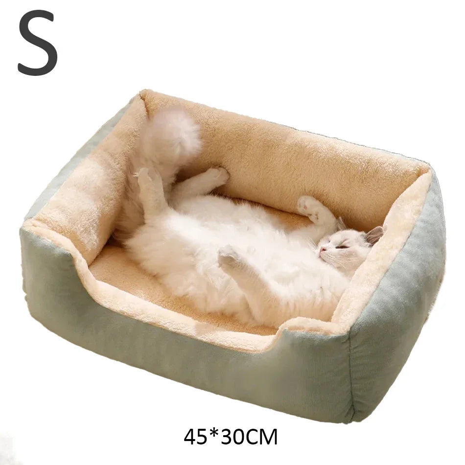 Soft Plush Pet Bed for Cats & Small Dogs – Cozy Warm Sleeping Cushion Basket House