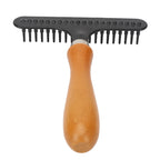 Pet Grooming Rake Brush for Cats & Dogs | Wooden Handle Deshedding Comb