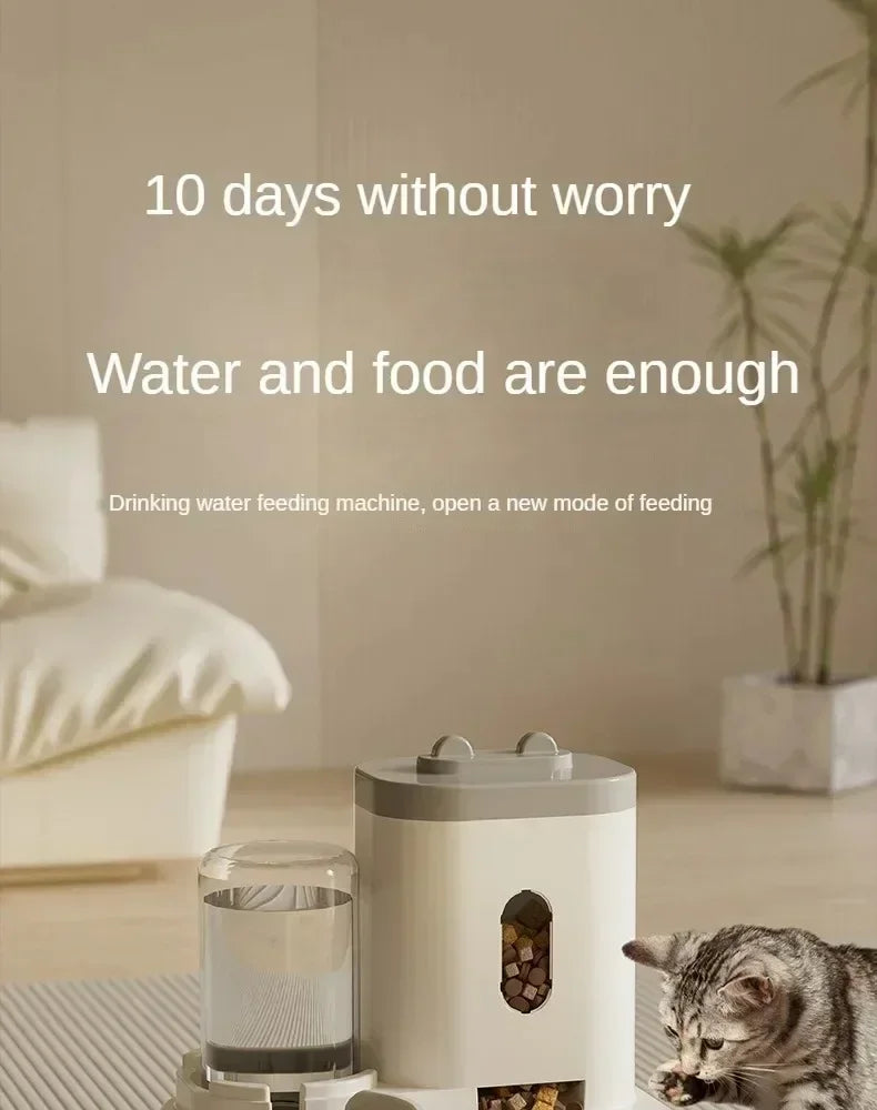 Automatic Dog & Cat Feeder with Water Dispenser – Large Capacity Food Storage Bowl