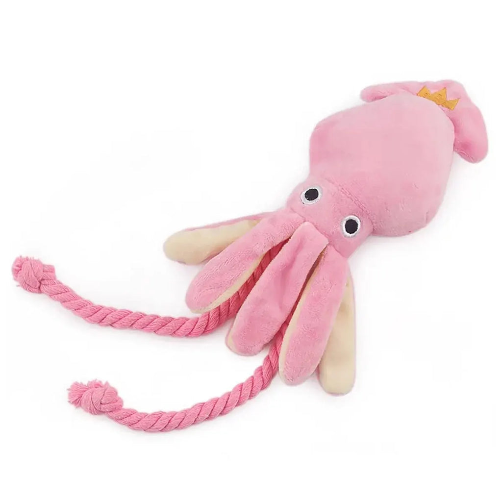 Octopus Plush Rope Dog Toy – Bite Resistant Interactive Squeaky Chew Toy for Small Medium Large Dogs