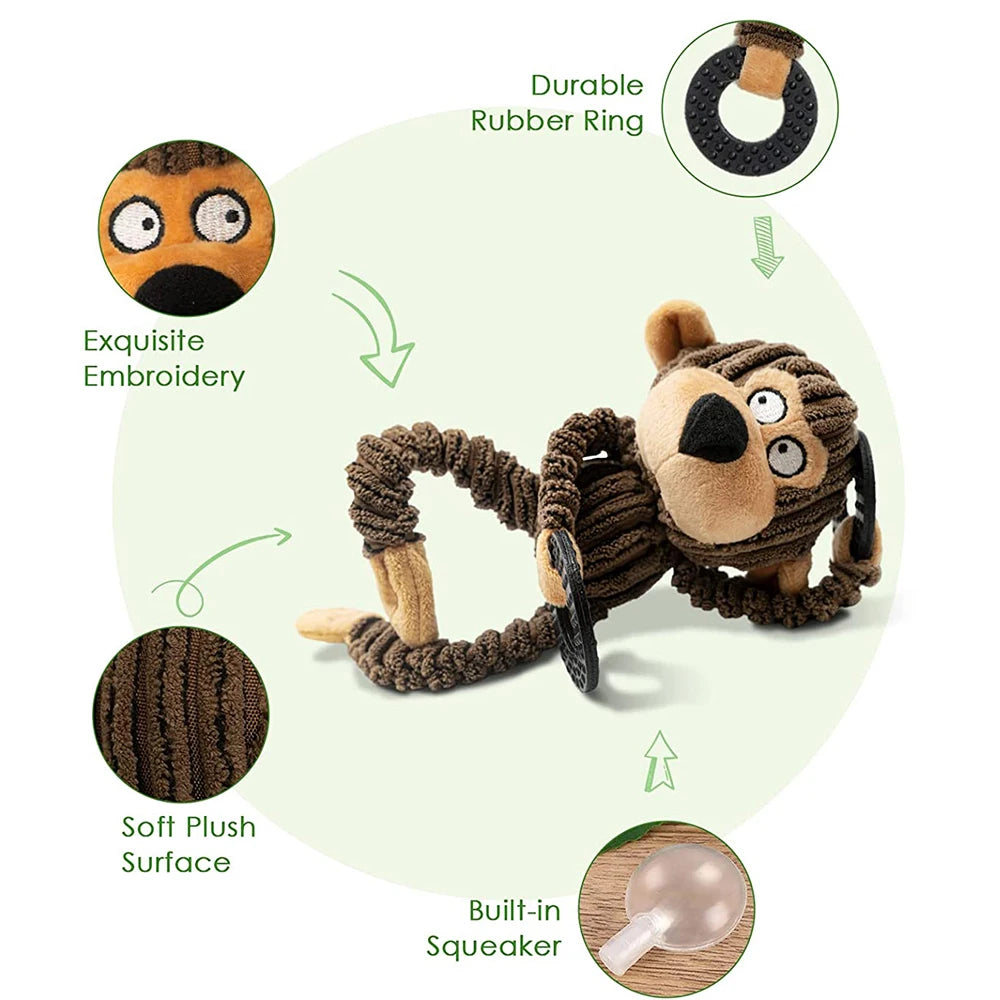Squeaky Plush Puppy Toy – Cute Monkey Chew Toy for Teething, Training & Interactive Play