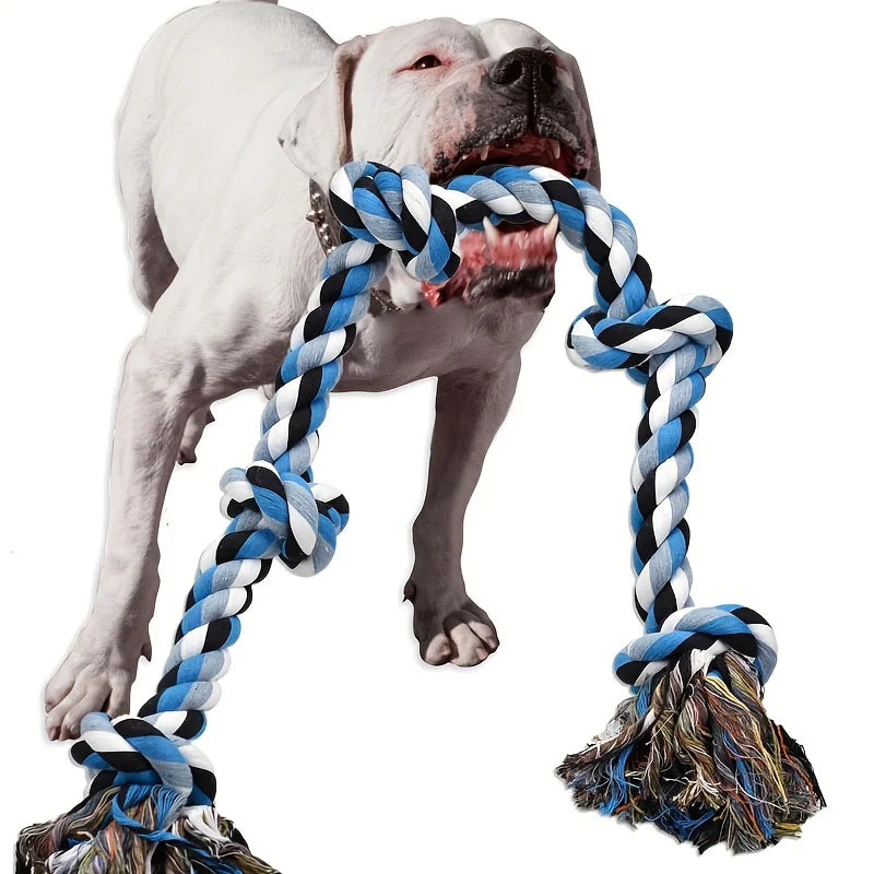 Heavy Duty Dog Rope Toy for Aggressive Chewers – Extra Long Cotton Chew & Teeth Cleaning Tug Toy