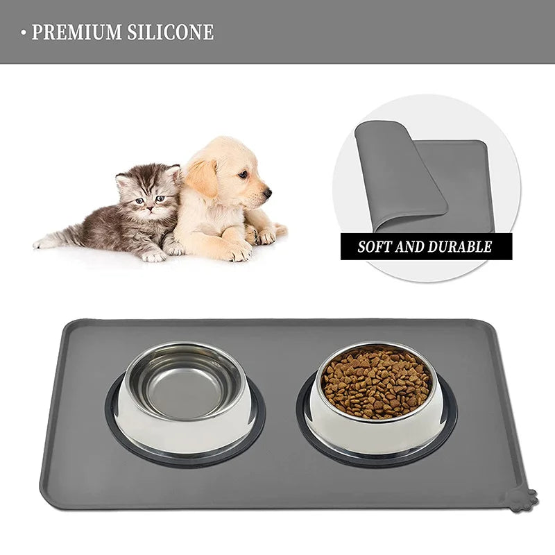 Silicone Pet Feeding Mat – Waterproof Non-Slip Dog & Cat Food Bowl Placemat