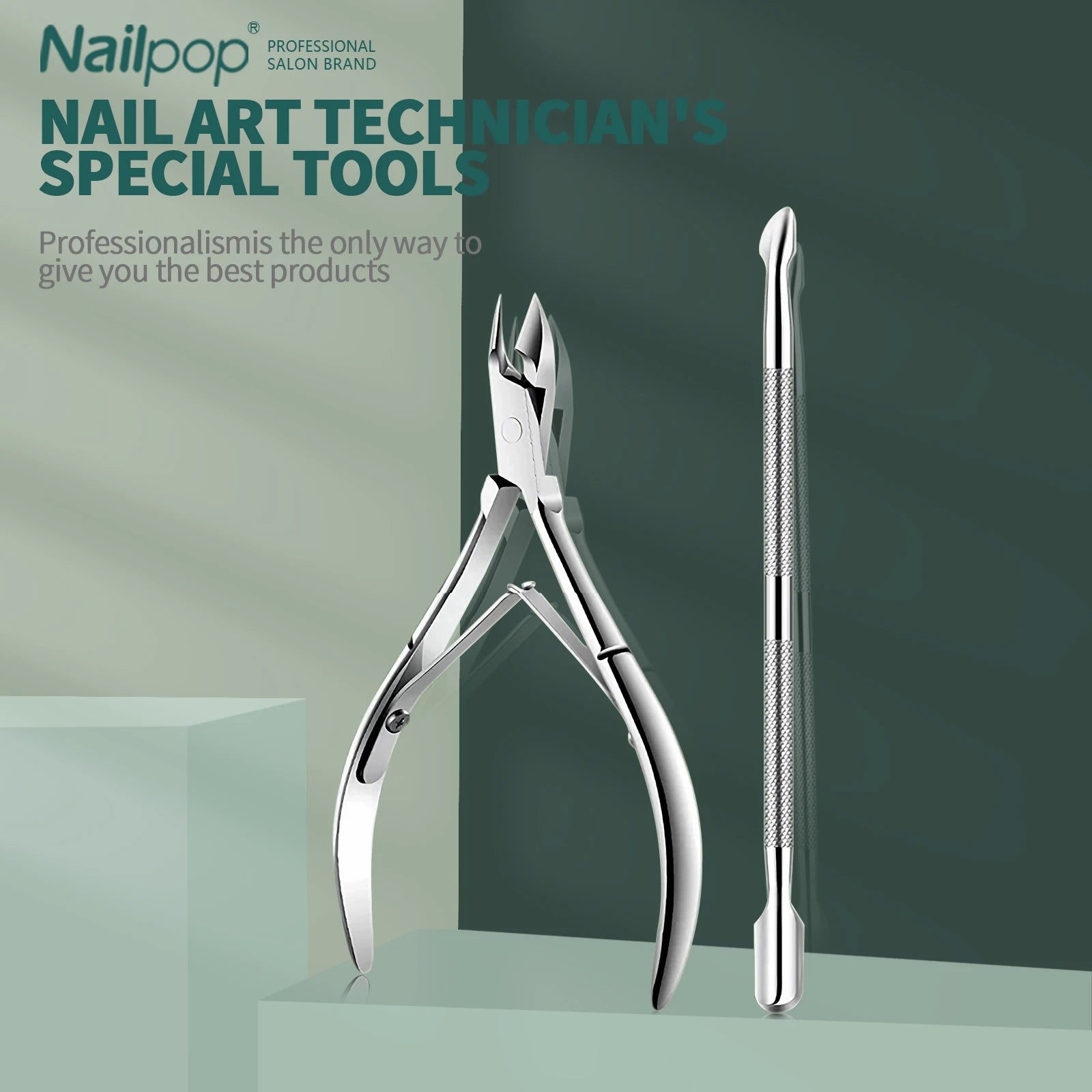 Nailpop Stainless Steel Cuticle Pusher Tool – Professional Nail Cleaner for Manicure & Pedicure, Nail Care & Dead Skin Remover Kit (NT-001-C)