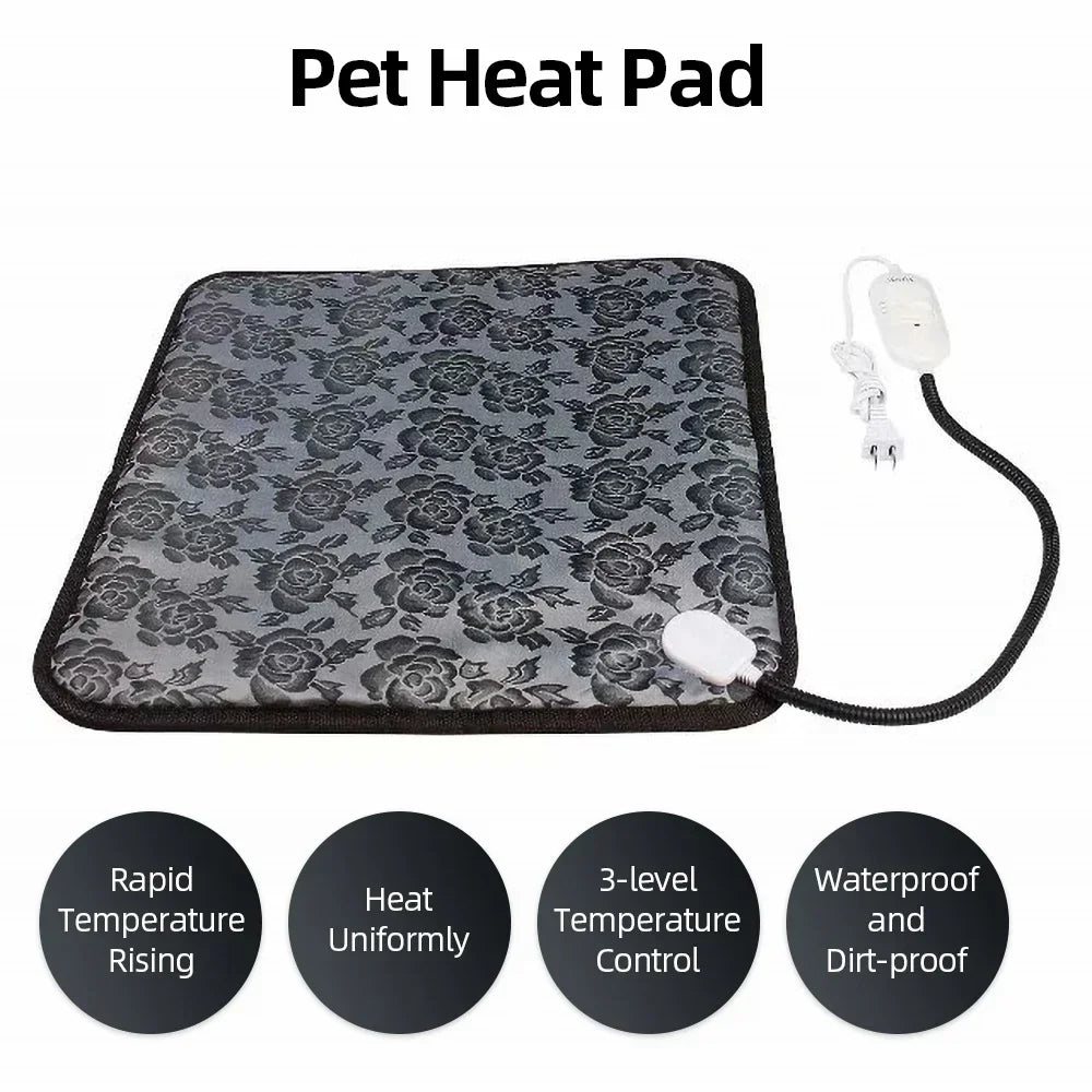 Waterproof Pet Heating Pad for Dogs and Cats | Electric Winter Heated Mattress with Temperature Control