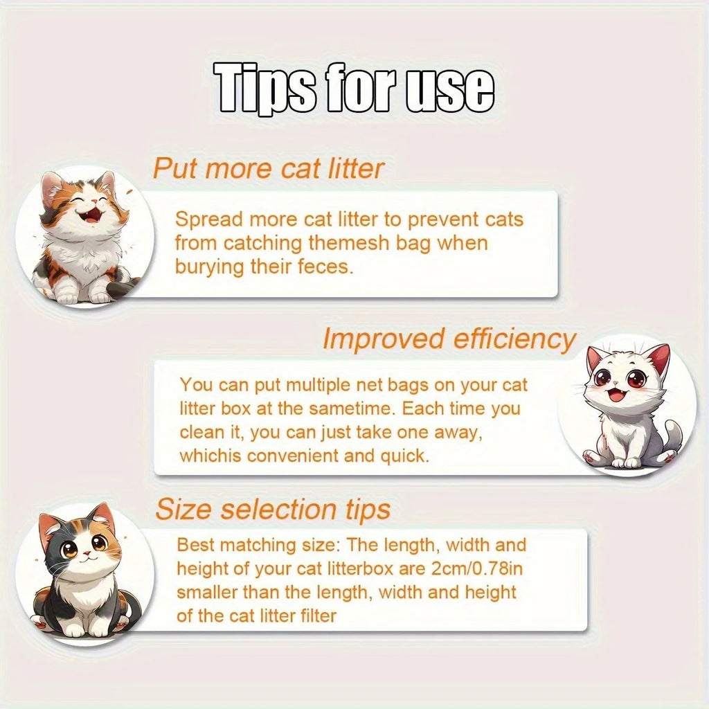 5PCS/10PCS Washable Cat Litter Filters for Litter Box Liners – Reusable Cat Litter Net Bags, Easy-Clean Pet Litter Box Accessories XL