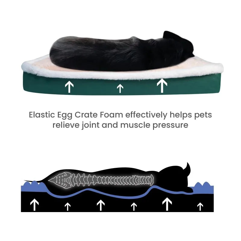 Washable Memory Foam Dog & Cat Bed Mat – Calming Pet Mattress with Removable Cover & Non-Slip Bottom