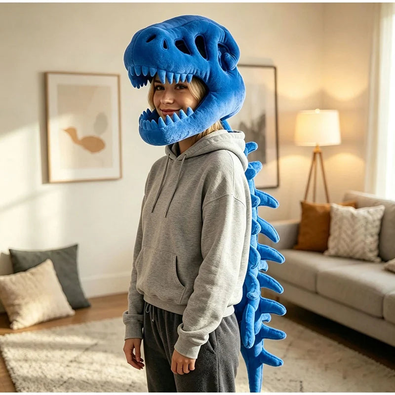 Funny T-Rex Skeleton Plush Hat – Dinosaur Bone Fossil Costume Headwear