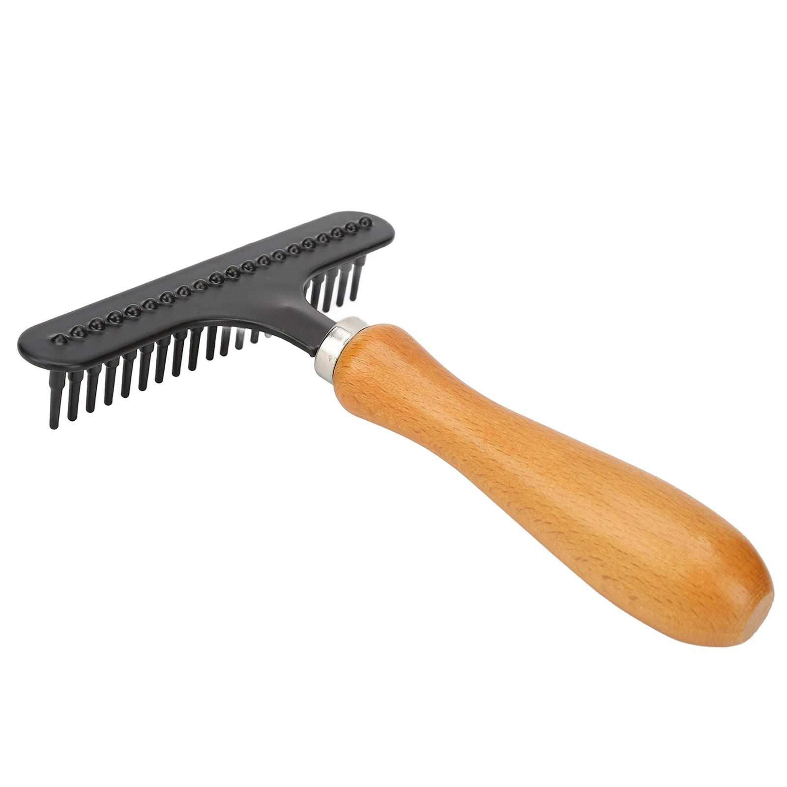 Pet Grooming Rake Brush for Cats & Dogs | Wooden Handle Deshedding Comb
