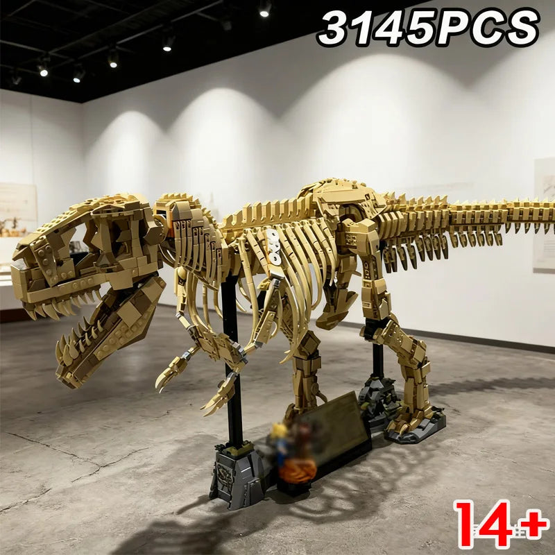 3145-Piece Dinosaur Fossil Building Blocks – T-Rex Skeleton Model DIY Set