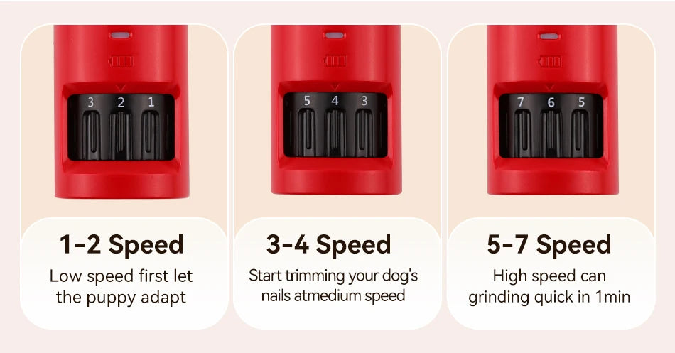 ROJECO Electric Pet Nail Grinder – Rechargeable Dog & Cat Nail Trimmer with LED Light, 7-Speed Adjustable Quiet Paw Grooming Tool