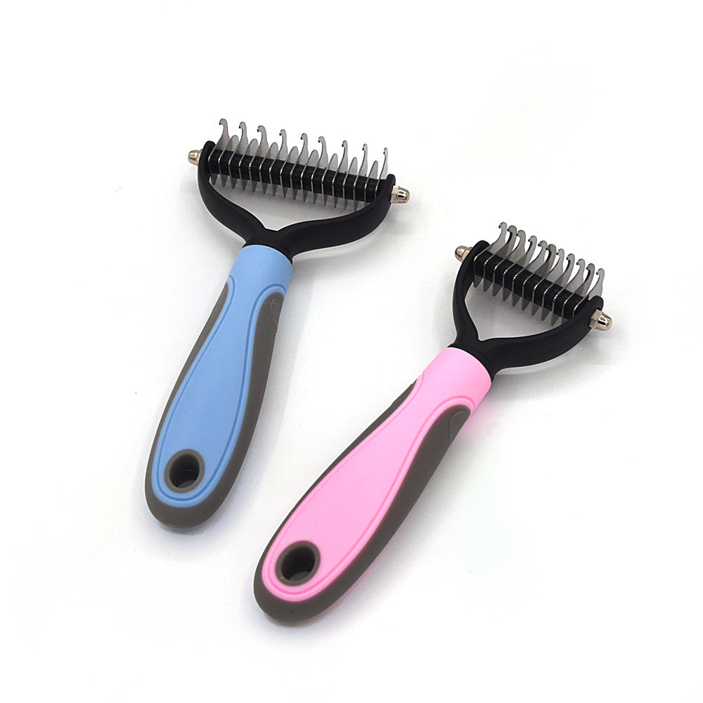 Professional Pet Deshedding Brush | Stainless Steel Dog & Cat Hair Remover Comb