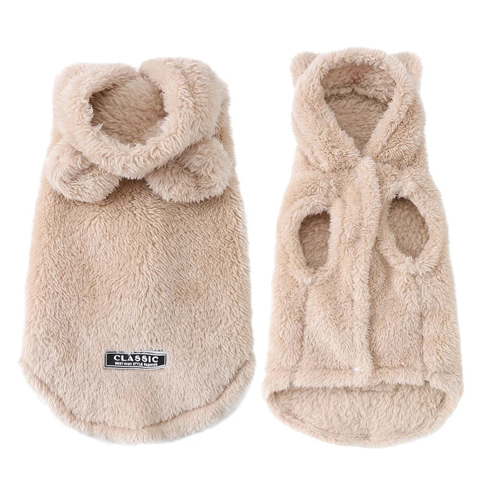 Soft Fleece Dog Hoodie Coat – Warm Winter Jacket for Small Dogs & Cats