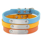 Personalized PU Leather Dog Collar with Engraved Name ID Tag – Adjustable Anti-Lost Pet Collar for Small Medium Large Dogs and Cats