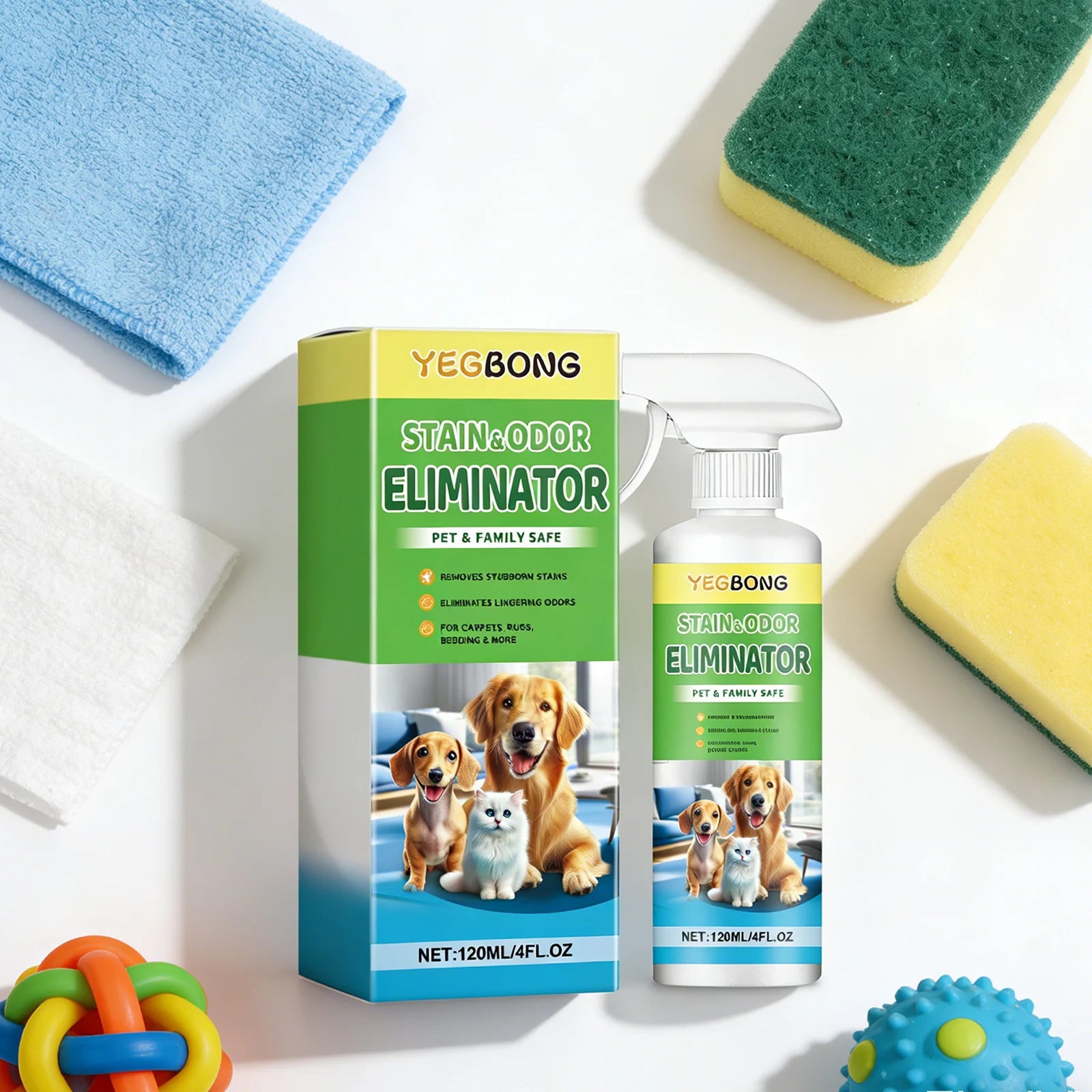 Pet Stain & Odor Remover Spray for Dogs and Cats – Deep Cleaning Urine Stain & Odor Eliminator 120ml