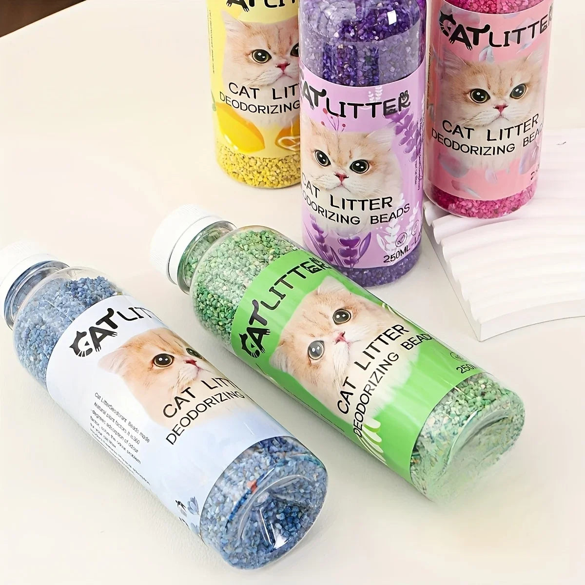 Cat Litter Deodorizing Beads 250ml – Litter Box Odor Eliminator & Pet Odor Neutralizing Freshener