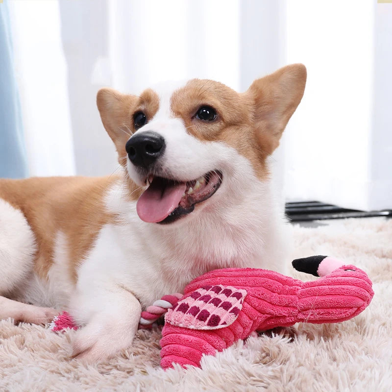 Animal Shape Squeaky Plush Dog Toy – Bite Resistant Corduroy Chew Toy for Small and Large Dogs