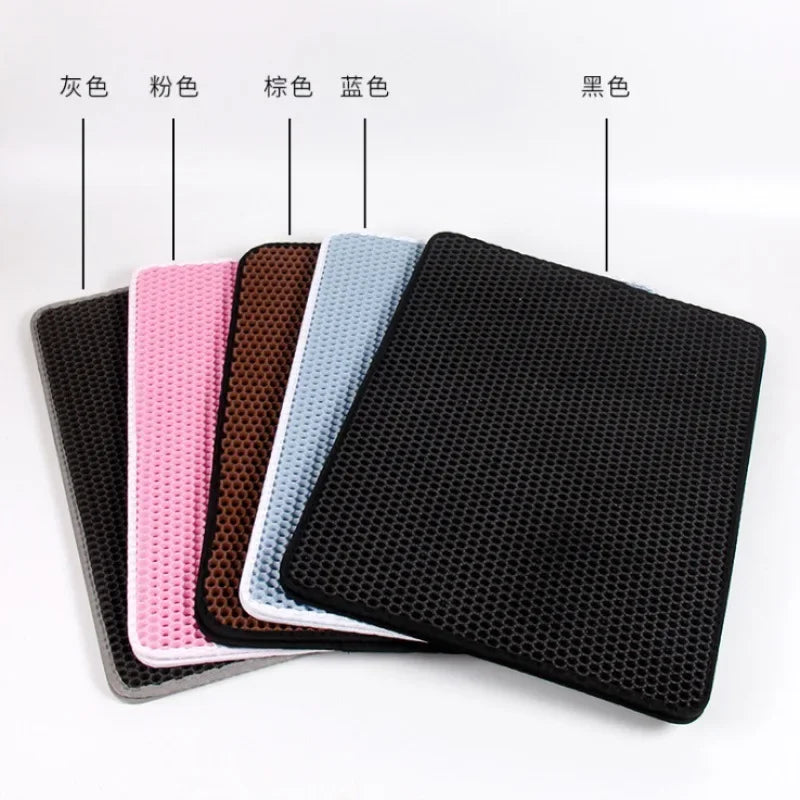 Non-Slip Waterproof Double Layer Cat Litter Mat – Washable Pet Litter Catcher Pad for Clean Home