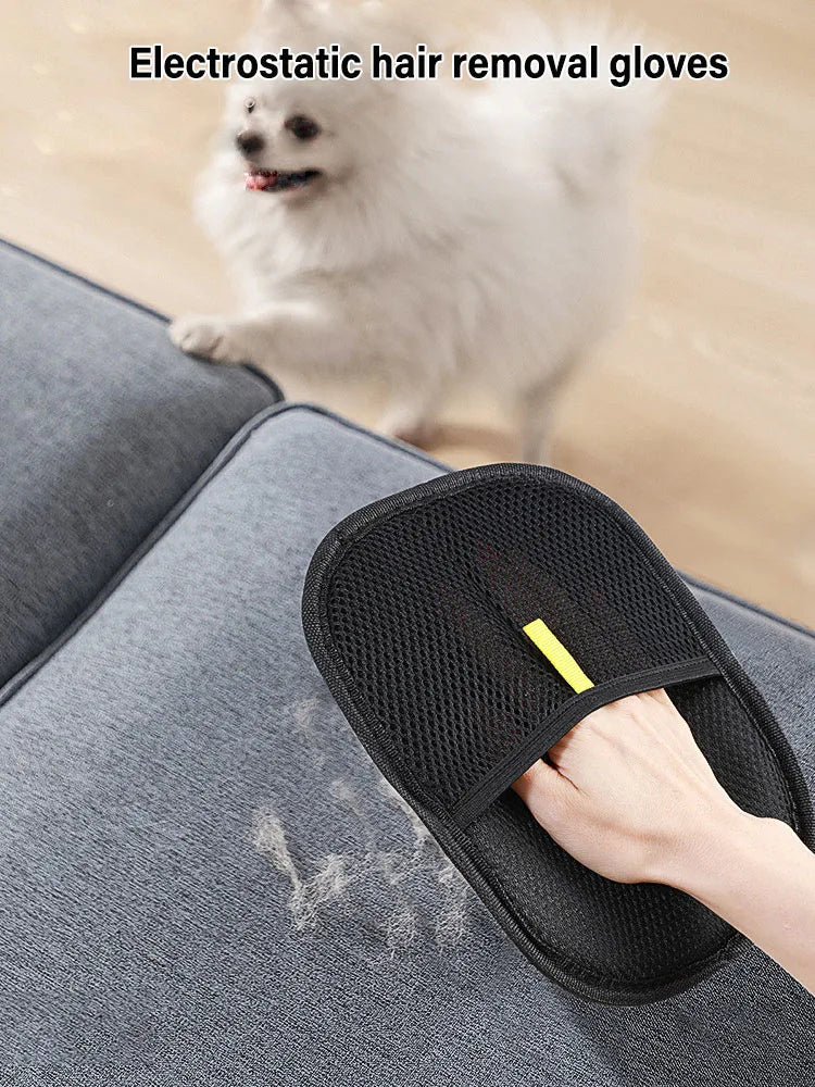 Reusable Pet Hair Removal Gloves – Double-Sided Static Grooming & Fur Cleaner for Dogs & Cats