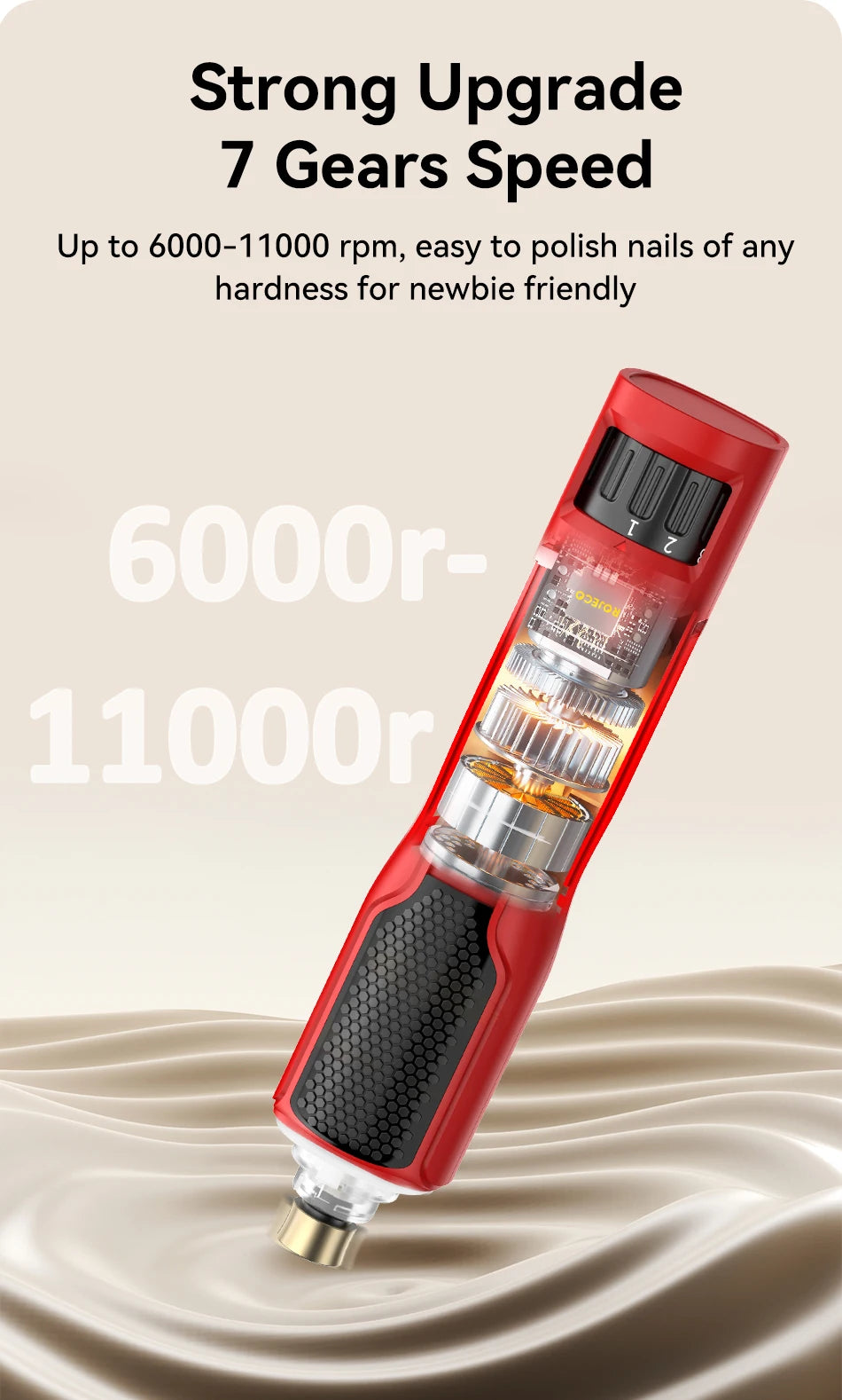 ROJECO Electric Pet Nail Grinder – Rechargeable Dog & Cat Nail Trimmer with LED Light, 7-Speed Adjustable Quiet Paw Grooming Tool