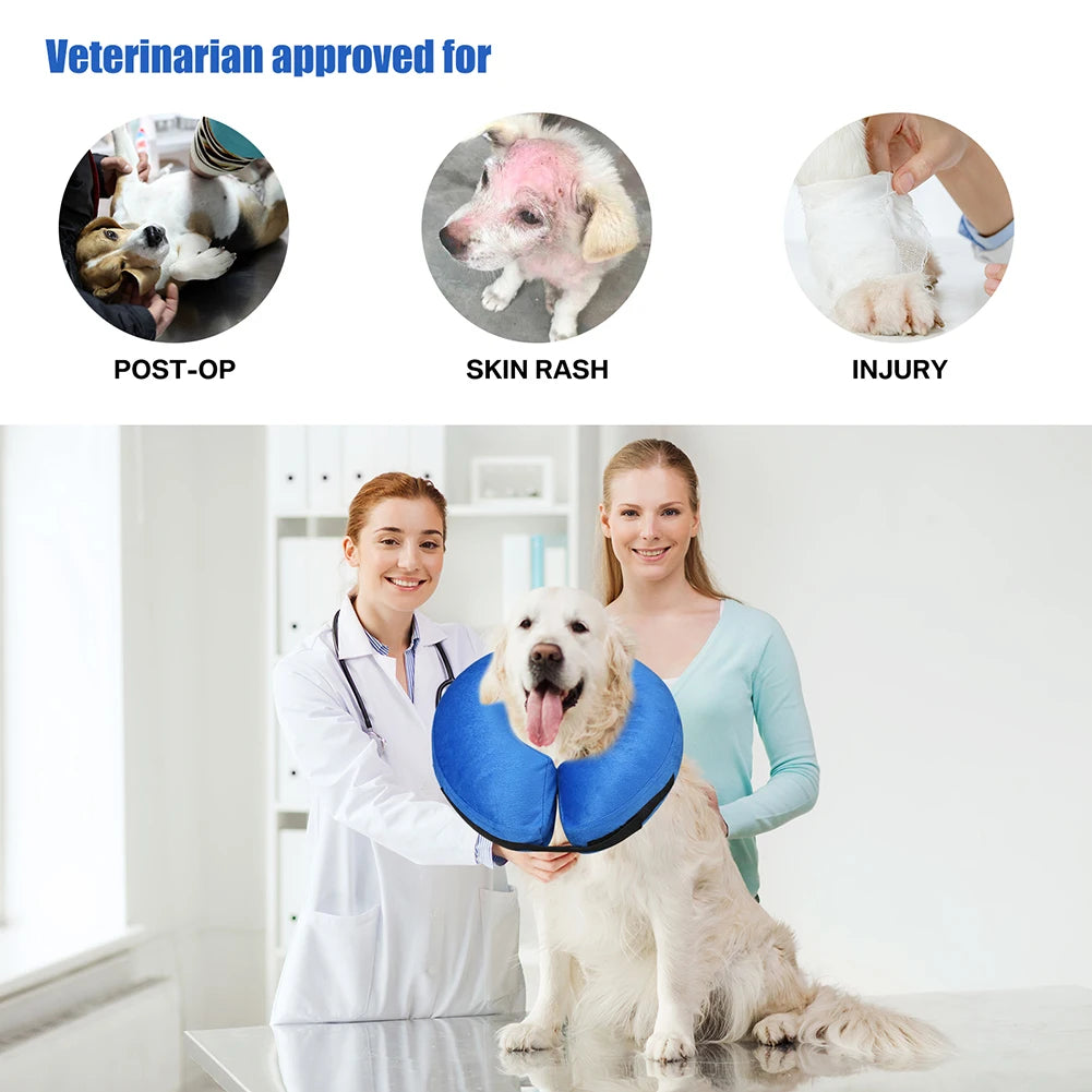 Inflatable Dog Recovery Collar – Soft Protective After Surgery E-Collar for Dogs and Cats