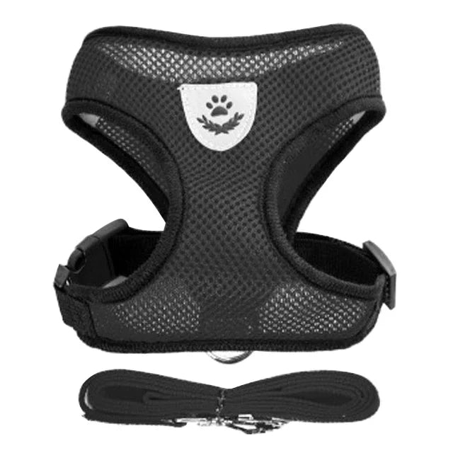 Adjustable Cat and Dog Harness Vest with Leash | Breathable Reflective Mesh Walking Harness for Small Medium Pets