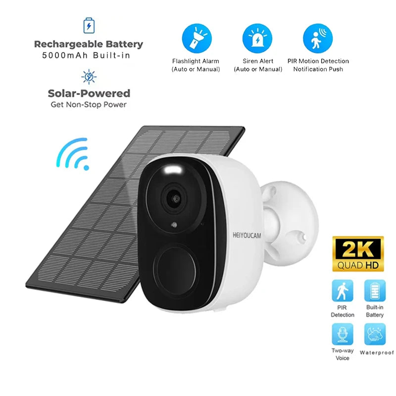 HEIYOUCAM 2K Wireless Outdoor Security Camera – Battery Powered WiFi Camera with Spotlight, Siren & 2-Way Audio